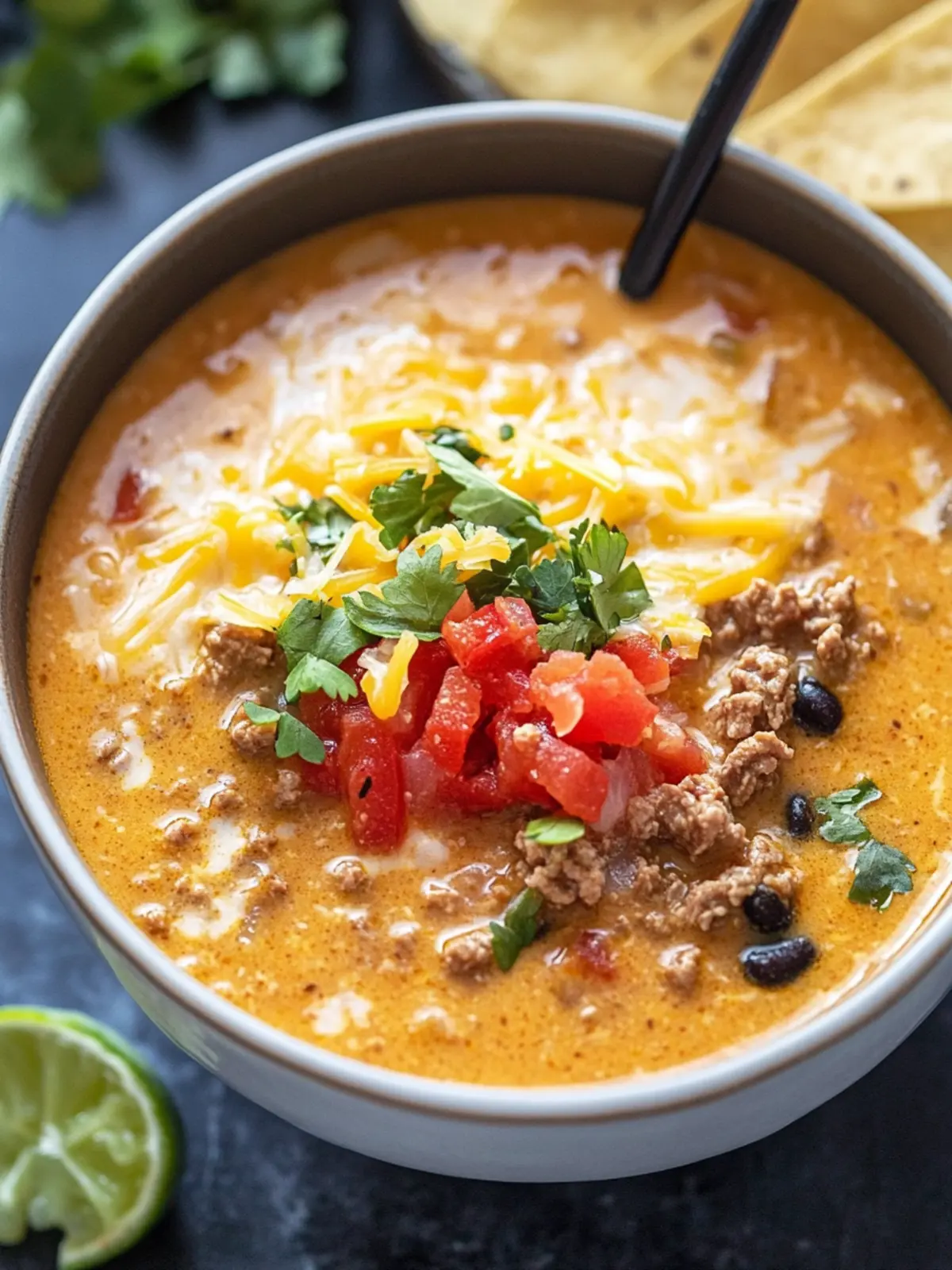 Slow Cooker Beefy Nacho Soup