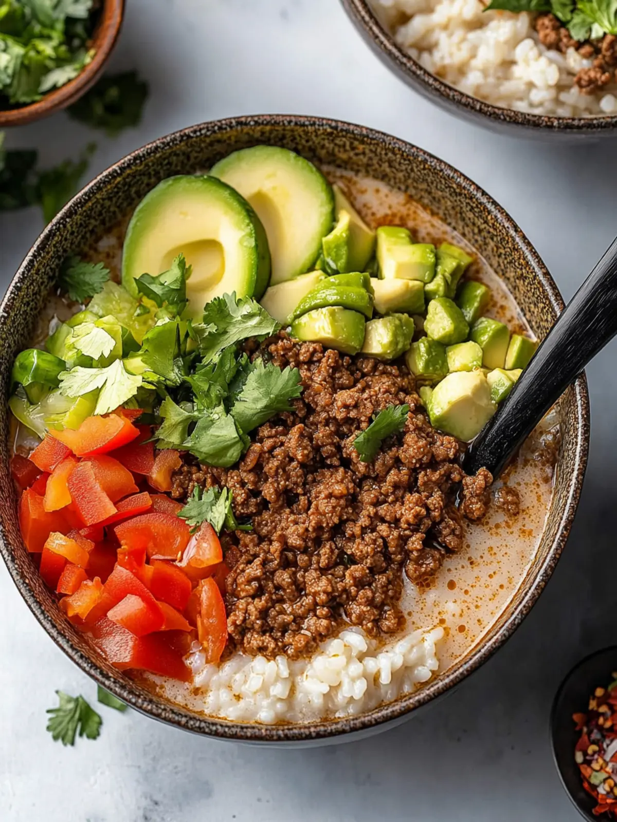 Crispy Ground Beef and Rice Broth Bowls for Busy Nights 2 Ground Beef and Rice Broth Bowls