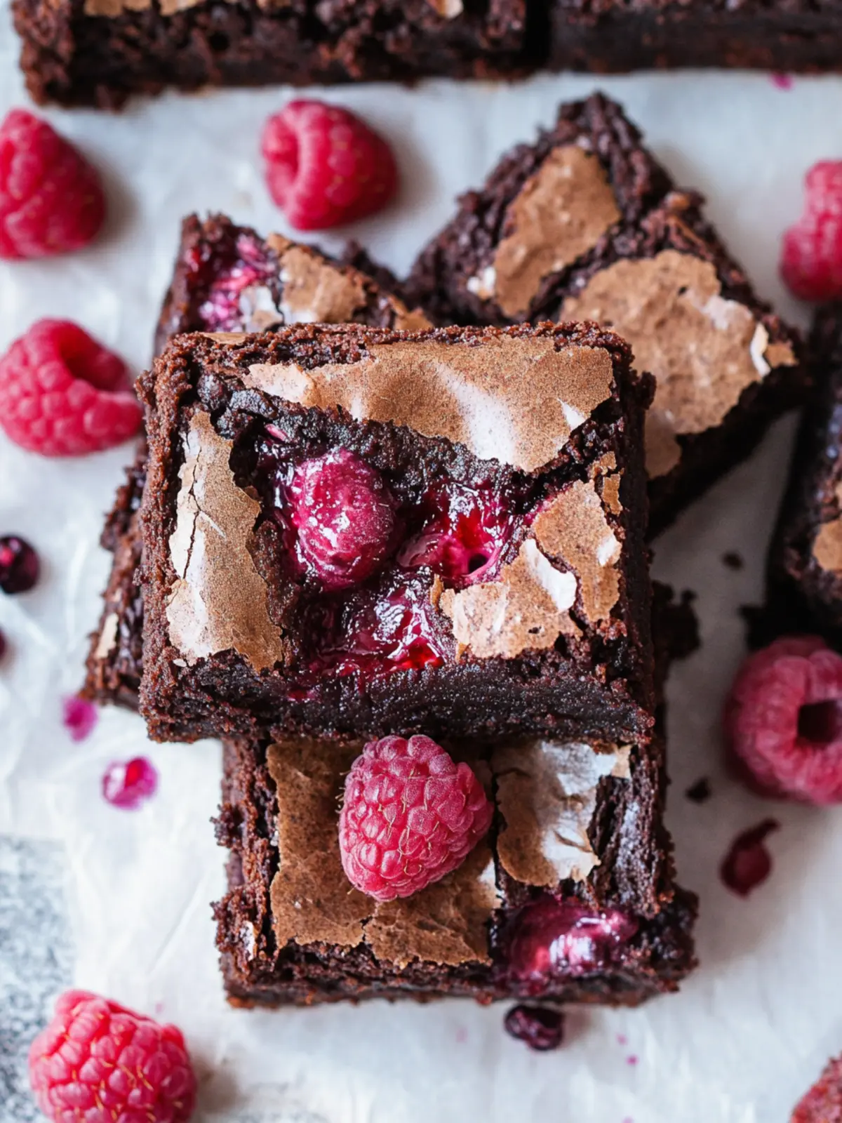 Decadent Raspberry Brownies with a Fudgy Surprise 4 Raspberry Brownies