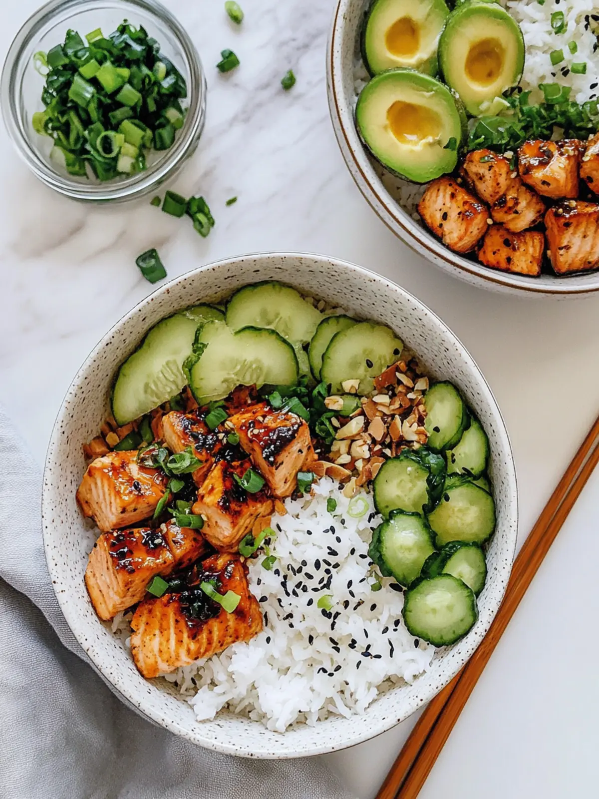 Spicy Salmon Bowls with Coconut Rice for a Quick Bistro Night 5 Spicy Salmon Bowls with Coconut Rice
