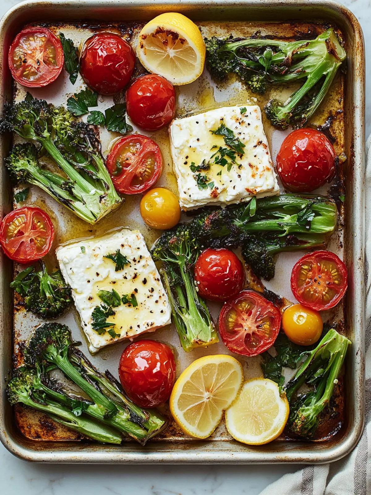 Sheet-Pan Baked Feta with Broccolini, Tomatoes & Lemon Bliss 4 Sheet-Pan Baked Feta With Broccolini, Tomatoes and Lemon
