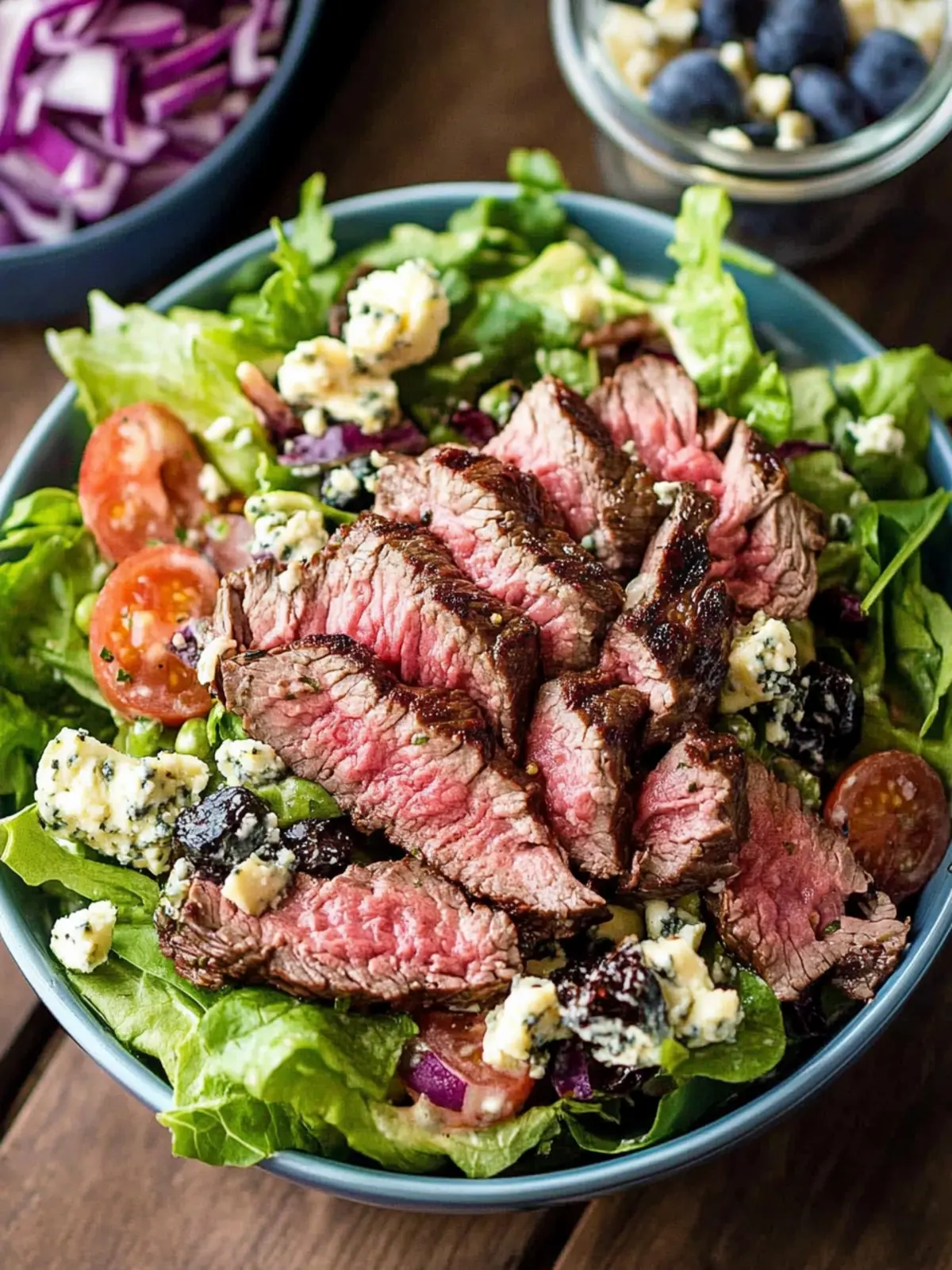 Steak & Bleu Cheese Salad with Blueberry Balsamic Bliss 3 Steak & Bleu Cheese Salad