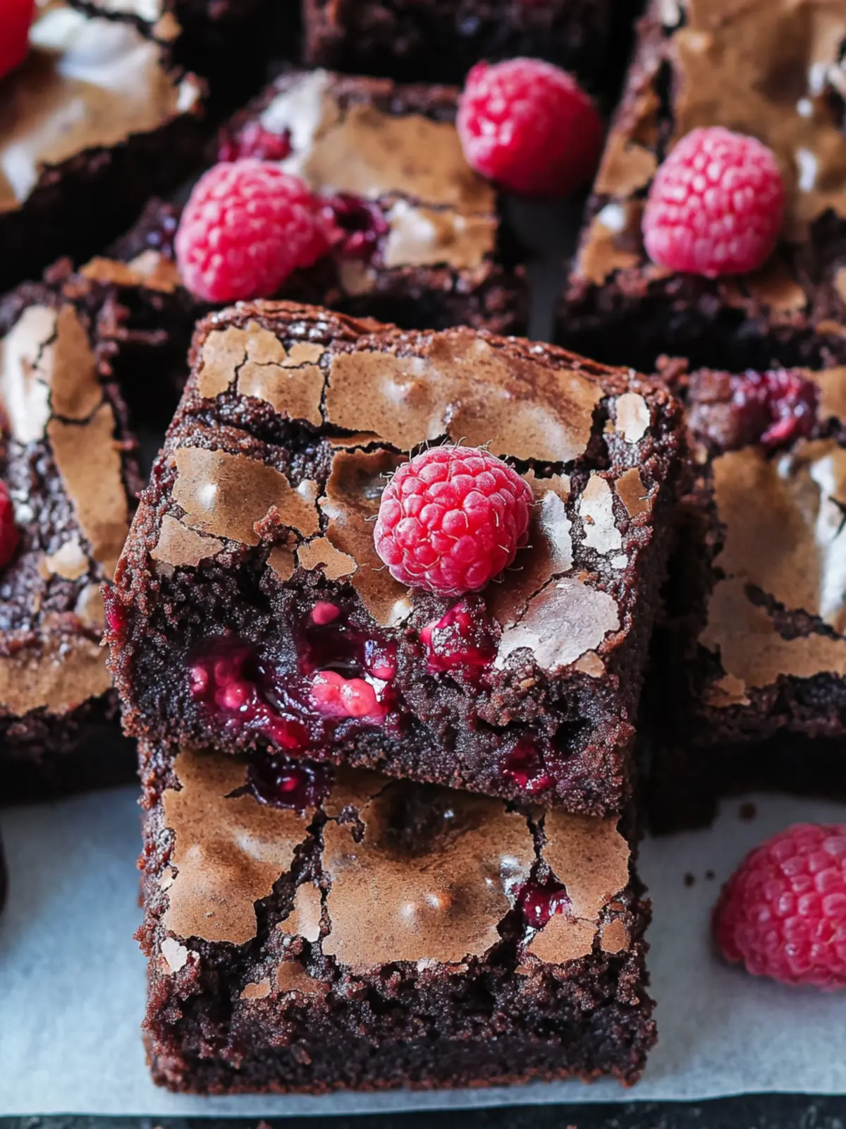 Decadent Raspberry Brownies with a Fudgy Surprise 2 Raspberry Brownies