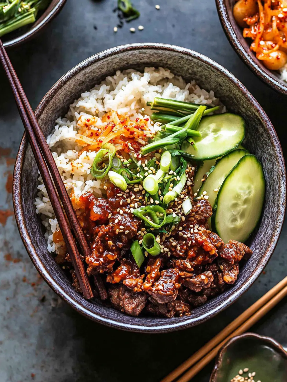Korean Gochujang Beef Bowls with Crunchy Cucumber Salad 4 Korean Gochujang Beef Bowls