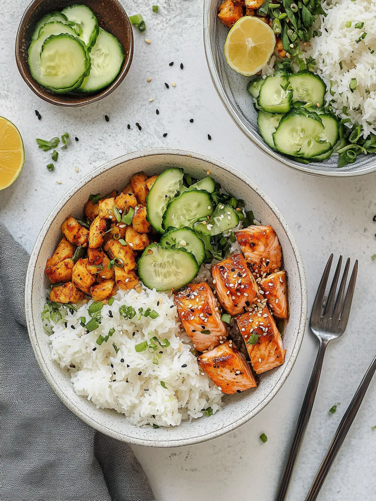 Spicy Salmon Bowls with Coconut Rice for a Quick Bistro Night 4 Spicy Salmon Bowls with Coconut Rice
