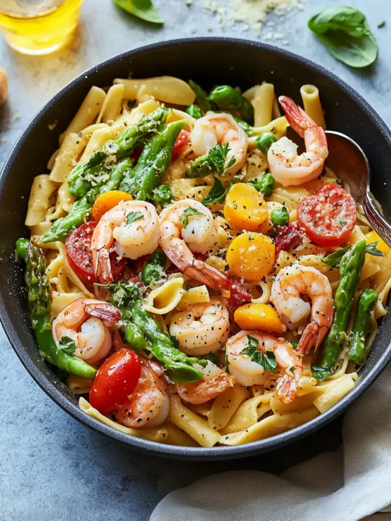 One Pot Shrimp Pasta Primavera