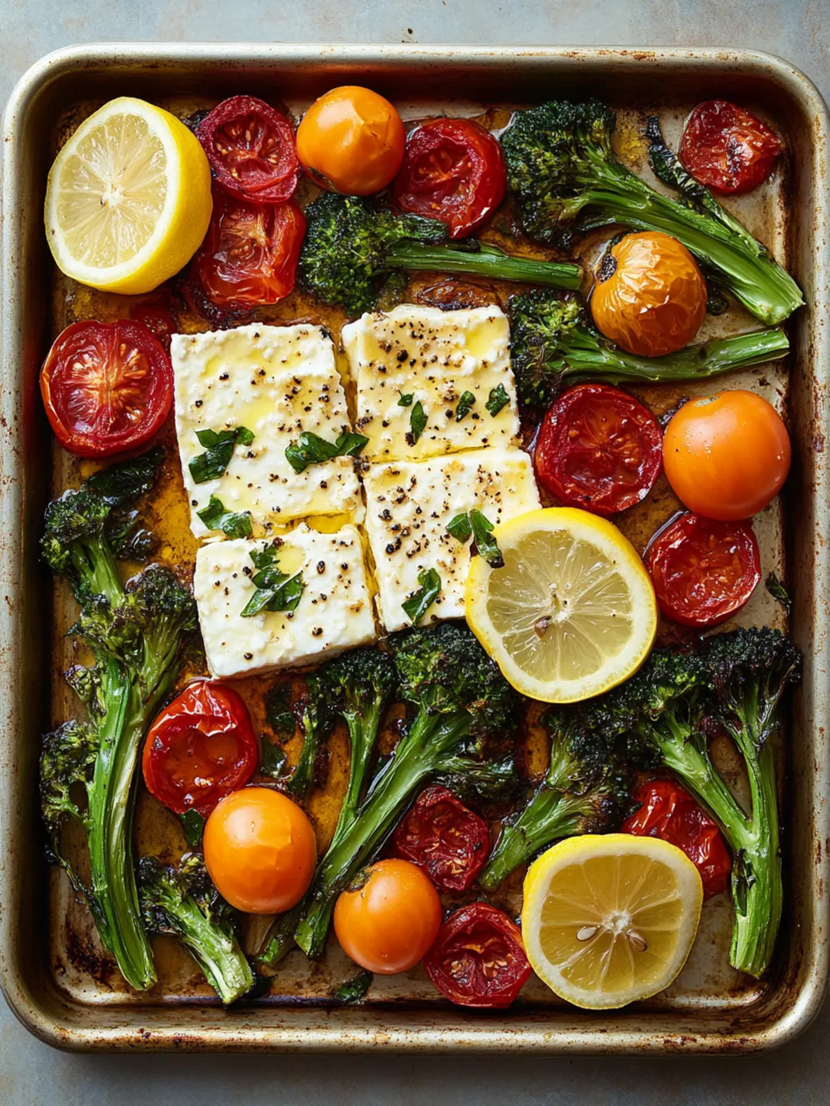 Sheet-Pan Baked Feta with Broccolini, Tomatoes & Lemon Bliss 3 Sheet-Pan Baked Feta With Broccolini, Tomatoes and Lemon