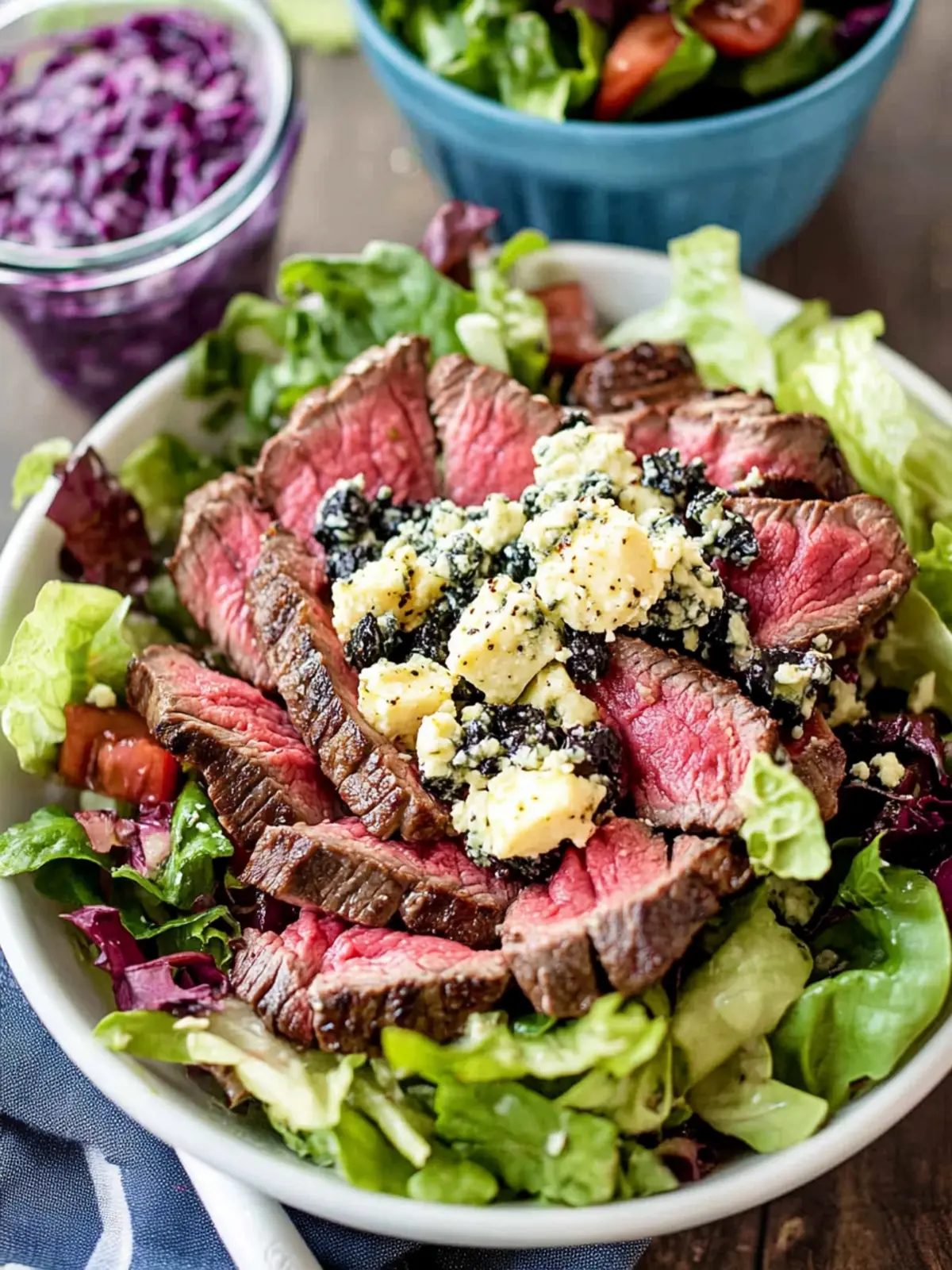 Steak & Bleu Cheese Salad with Blueberry Balsamic Bliss 5 Steak & Bleu Cheese Salad