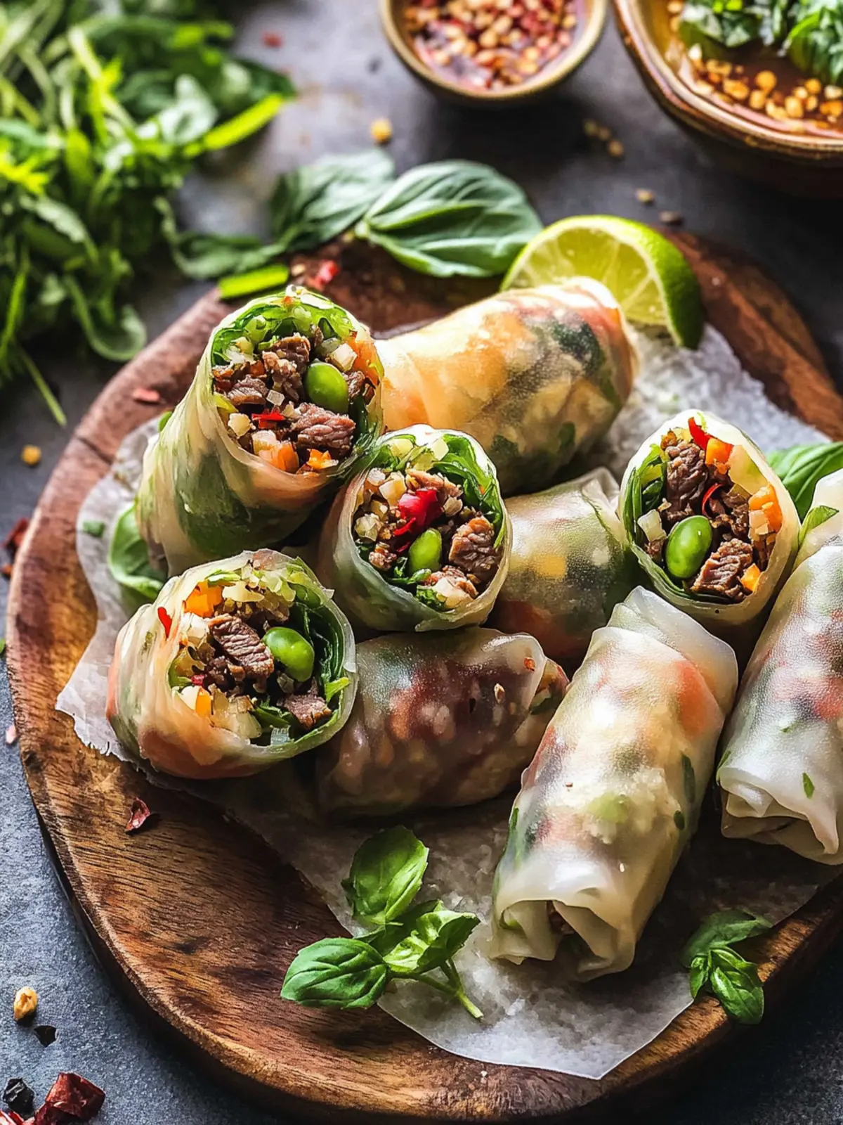 Thai Basil Beef Rolls