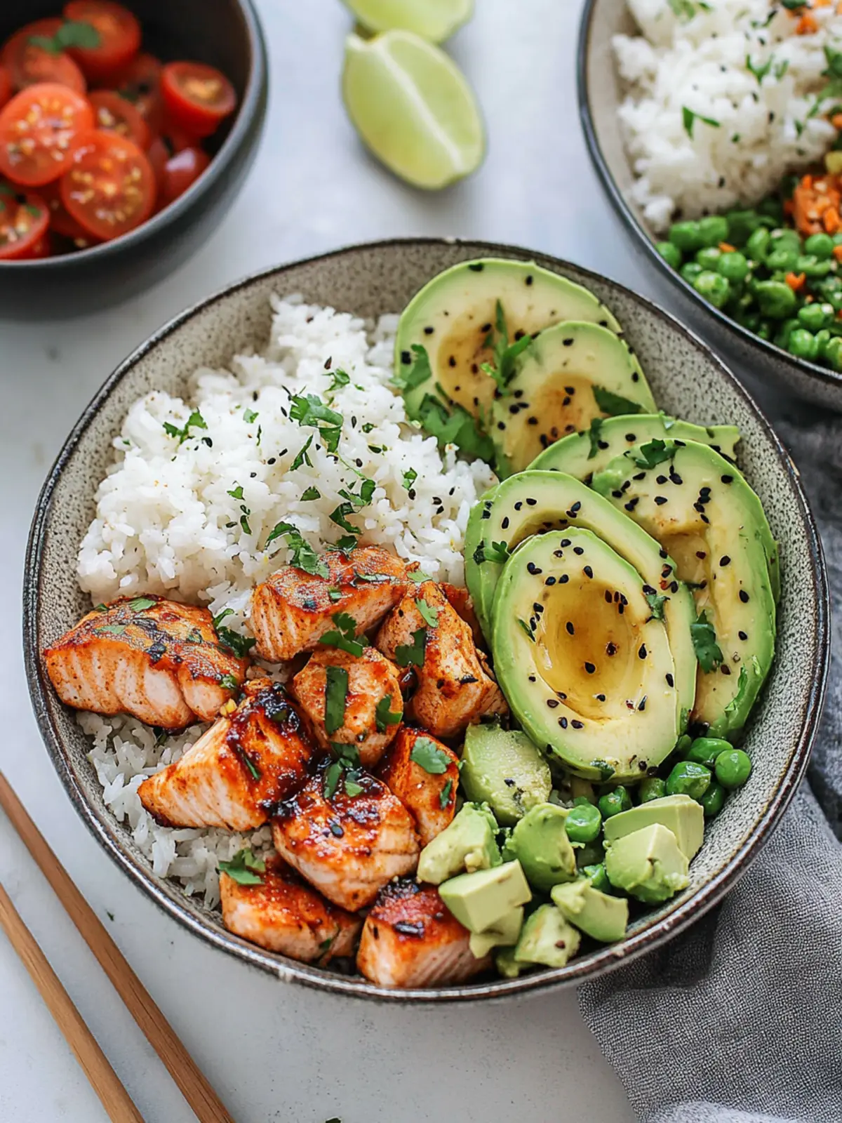 Spicy Salmon Bowls with Coconut Rice for a Quick Bistro Night 2 Spicy Salmon Bowls with Coconut Rice