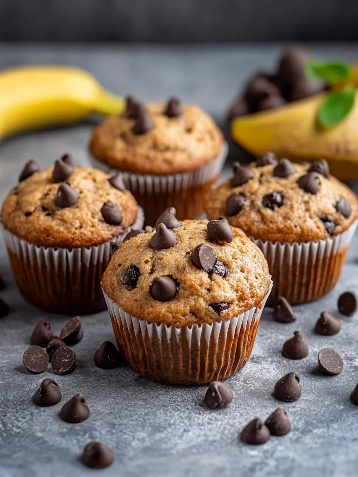 Irresistibly Moist Chocolate Chip Banana Muffins Recipe 3 Chocolate Chip Banana Muffins