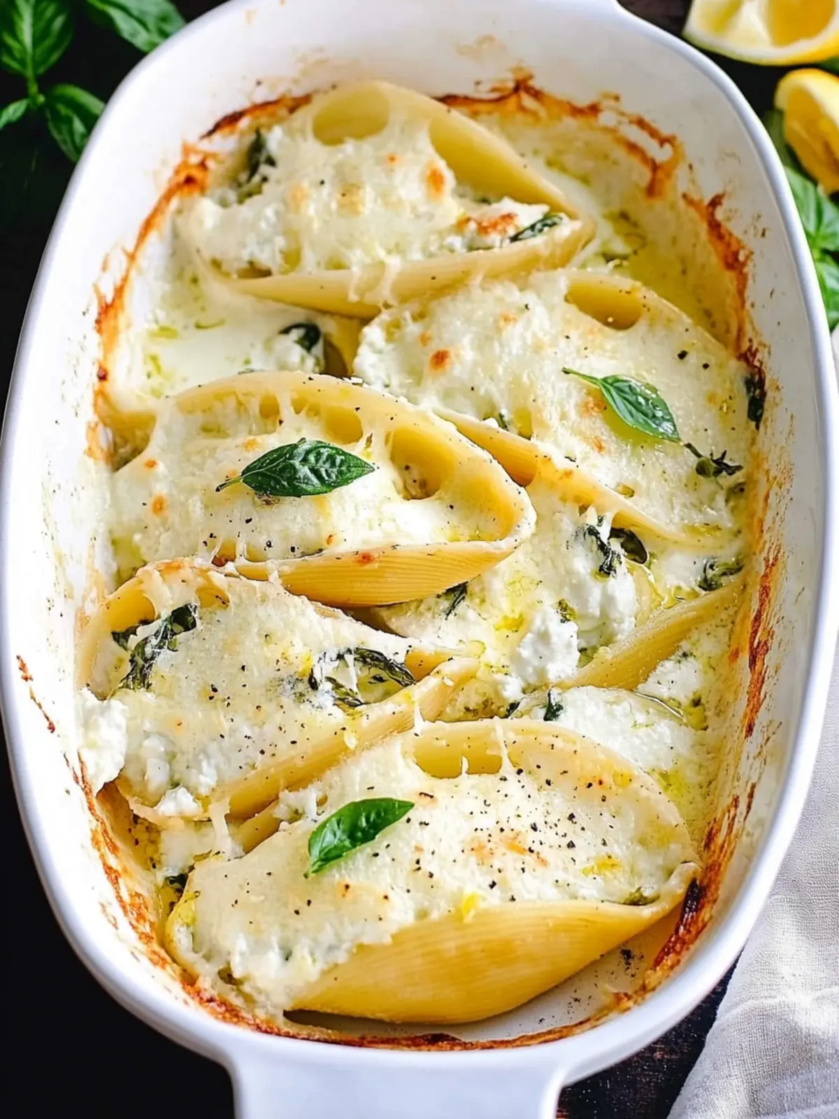 Lemon Basil Ricotta Stuffed Shells in Luxurious Cream Sauce 3 Lemon Basil Ricotta Stuffed Shells