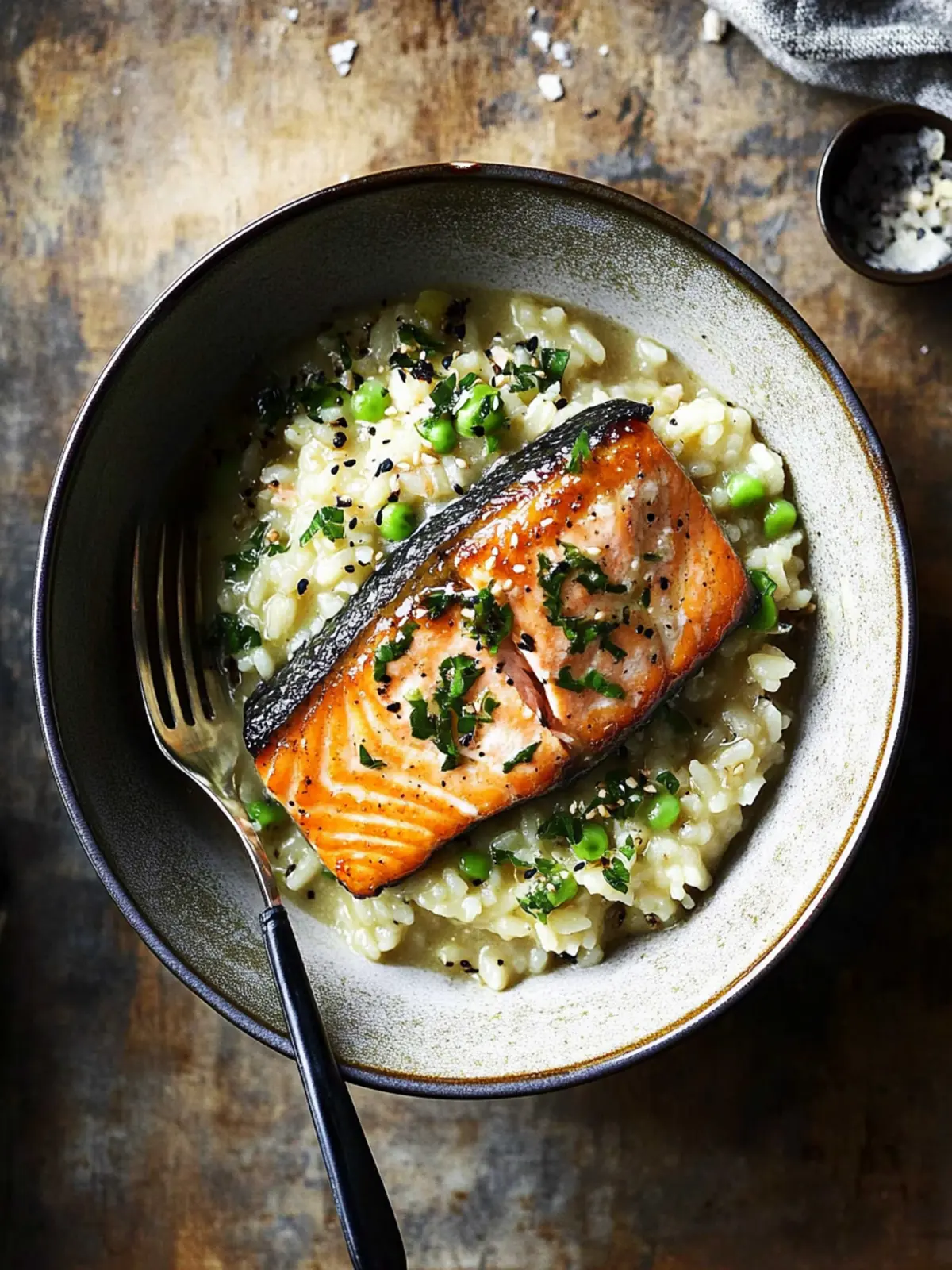 Delicious Japanese Style Risotto with Seared Salmon Delight 2 Japanese Style Risotto with Seared Salmon