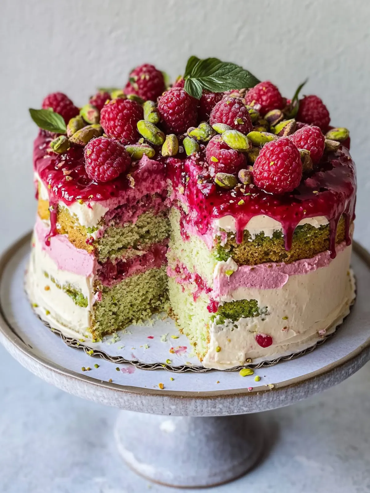 Decadent Pistachio Raspberry Cake for Unforgettable Celebrations 4 Pistachio Raspberry Cake