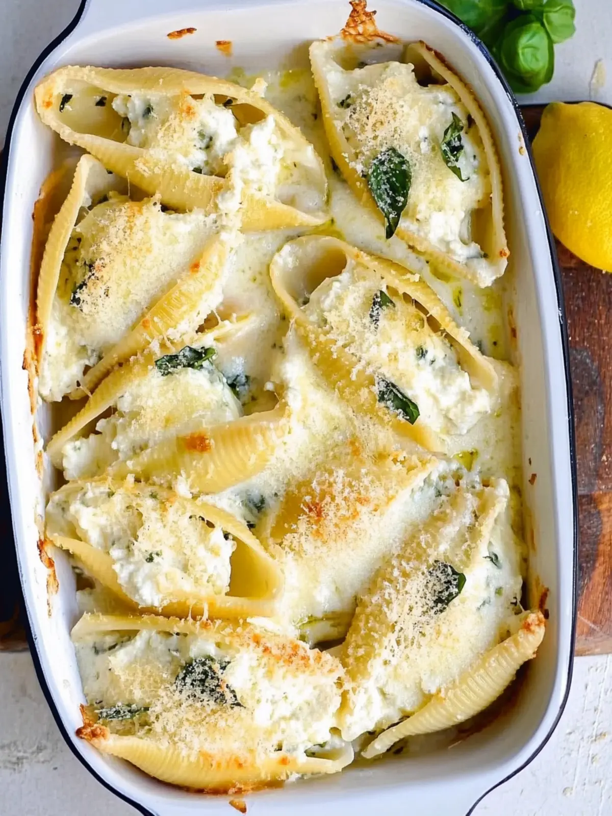 Lemon Basil Ricotta Stuffed Shells in Luxurious Cream Sauce 2 Lemon Basil Ricotta Stuffed Shells