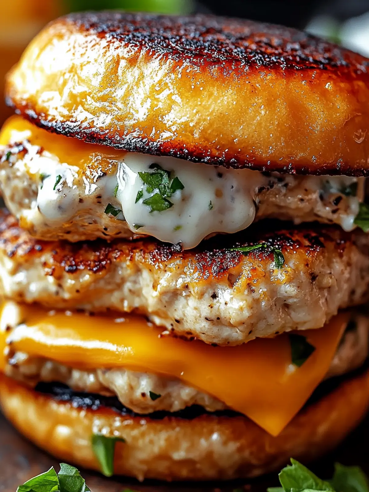 Cheddar Ranch Chicken Burgers: A Healthier BBQ Delight 3 Cheddar Ranch Chicken Burgers