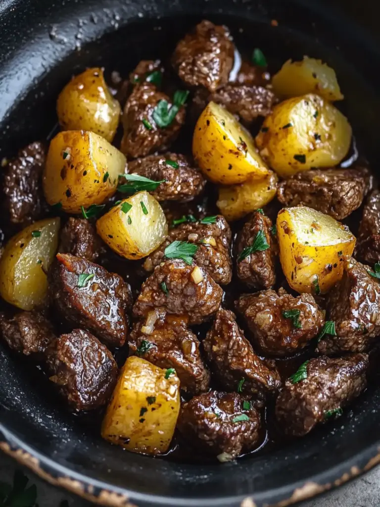 Garlic Butter Beef Bites with Potatoes
