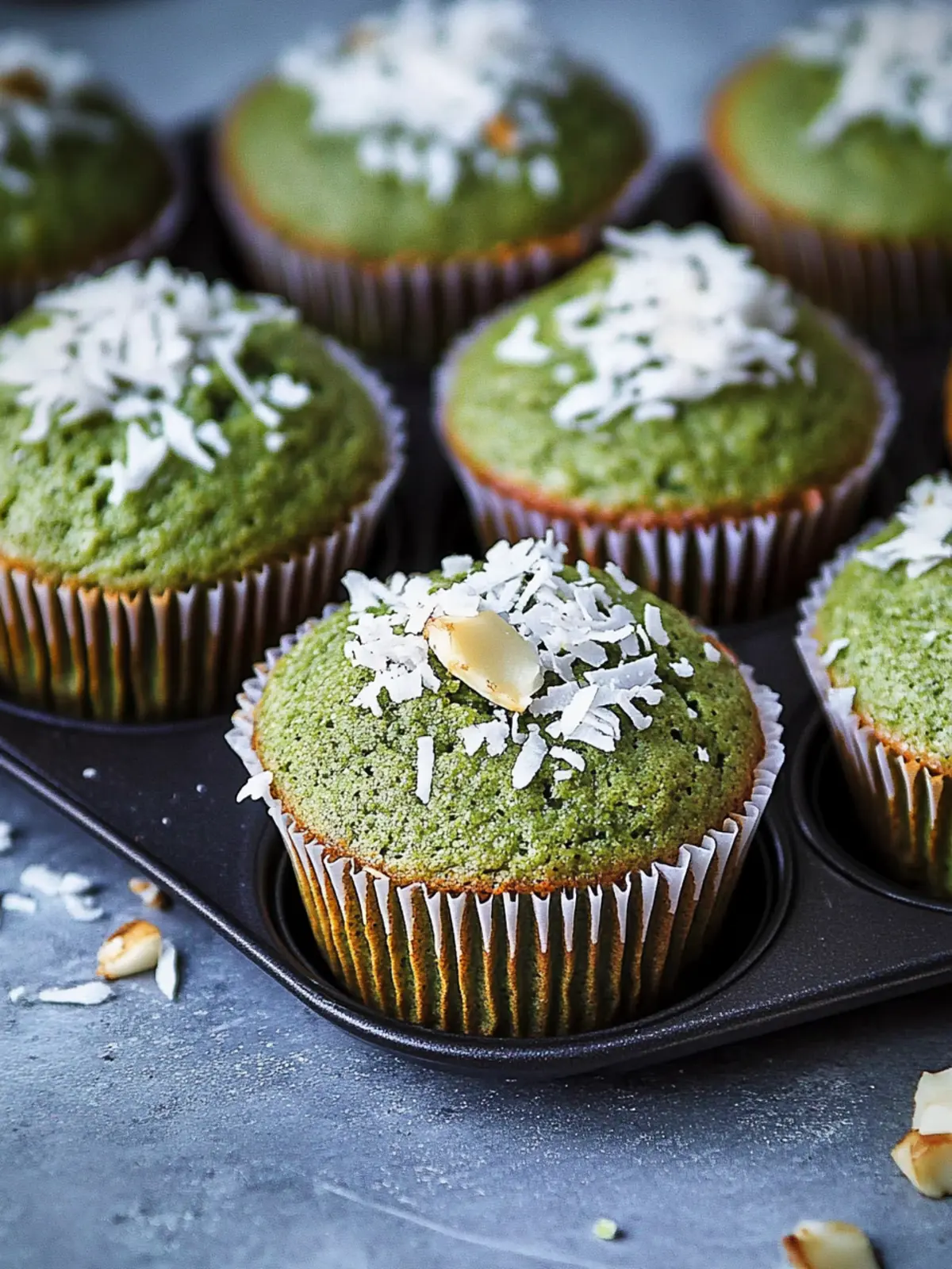 Delicious Matcha Muffins with Banana and Coconut Bliss 2 Matcha Muffins with Banana and Coconut