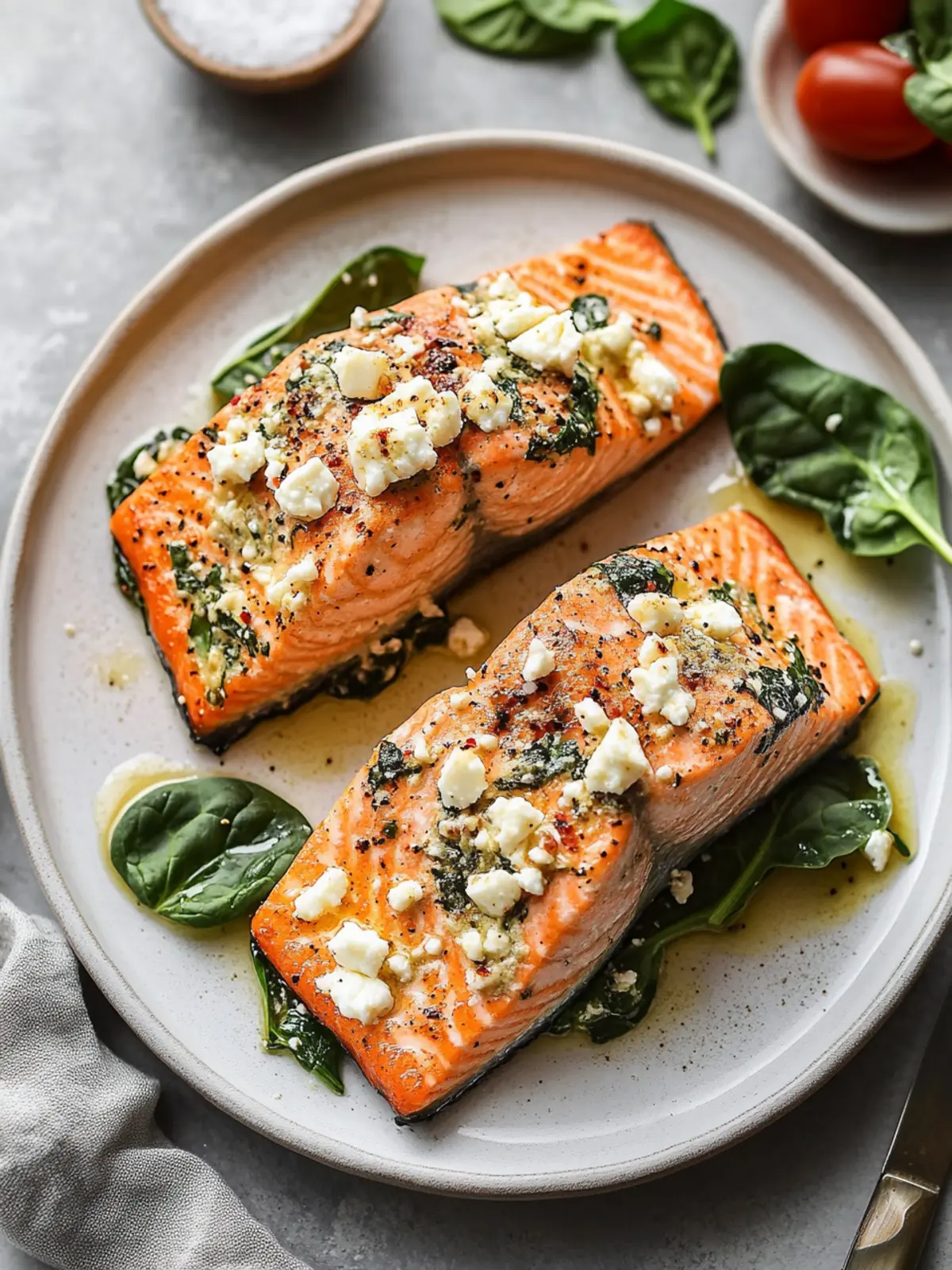 Stuffed Salmon With Spinach & Feta for a Quick Dinner Delight 3 Stuffed Salmon With Spinach & Feta