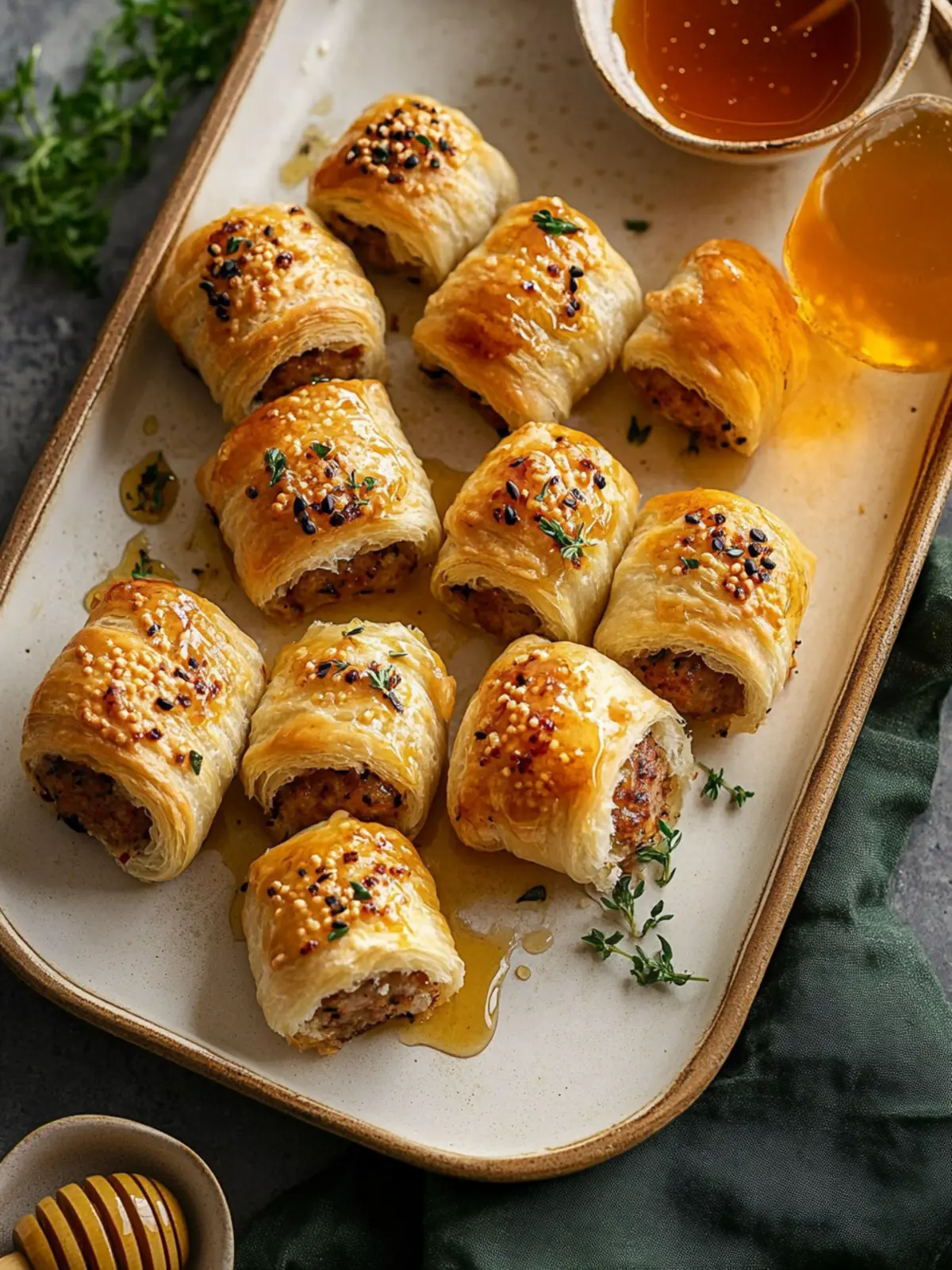 Sausage Rolls with Hot Honey: A Sweet and Savory Delight 3 Sausage Rolls with Hot Honey