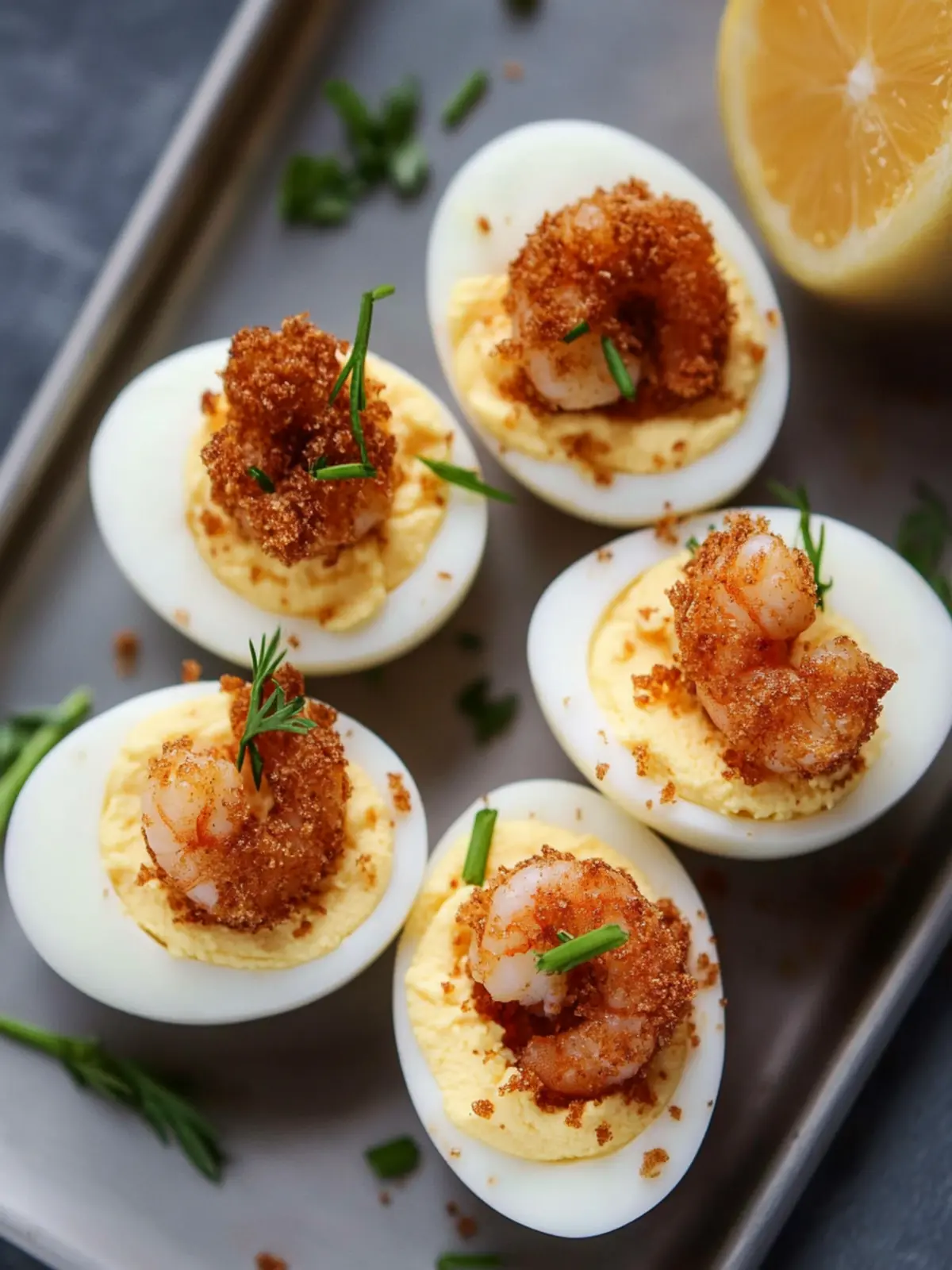 Fried Shrimp Deviled Eggs: A Perfect Party Starter! 2 Fried Shrimp Deviled Eggs