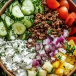 Greek Ground Beef Bowl with Tzatziki: A Mediterranean Delight 6 Greek Ground Beef Bowl