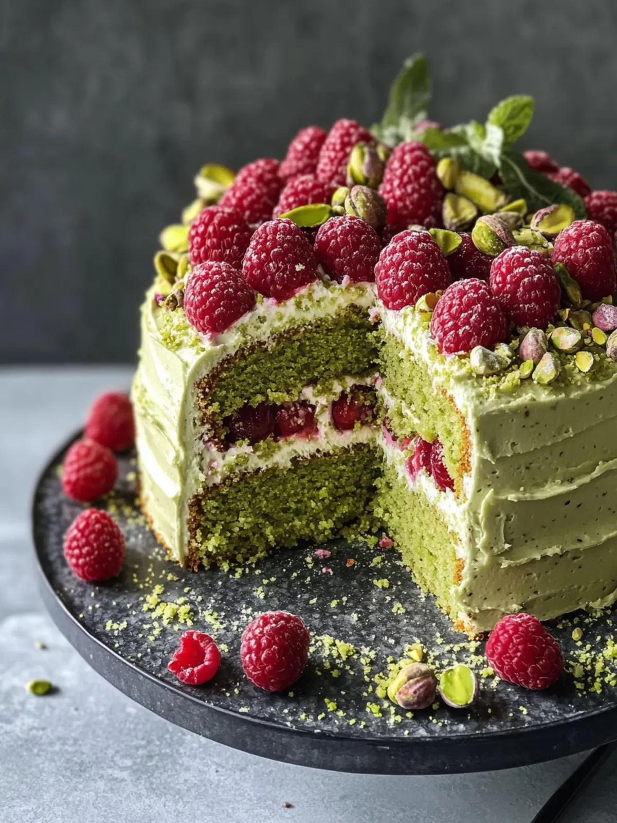 Decadent Pistachio Raspberry Cake for Unforgettable Celebrations 3 Pistachio Raspberry Cake