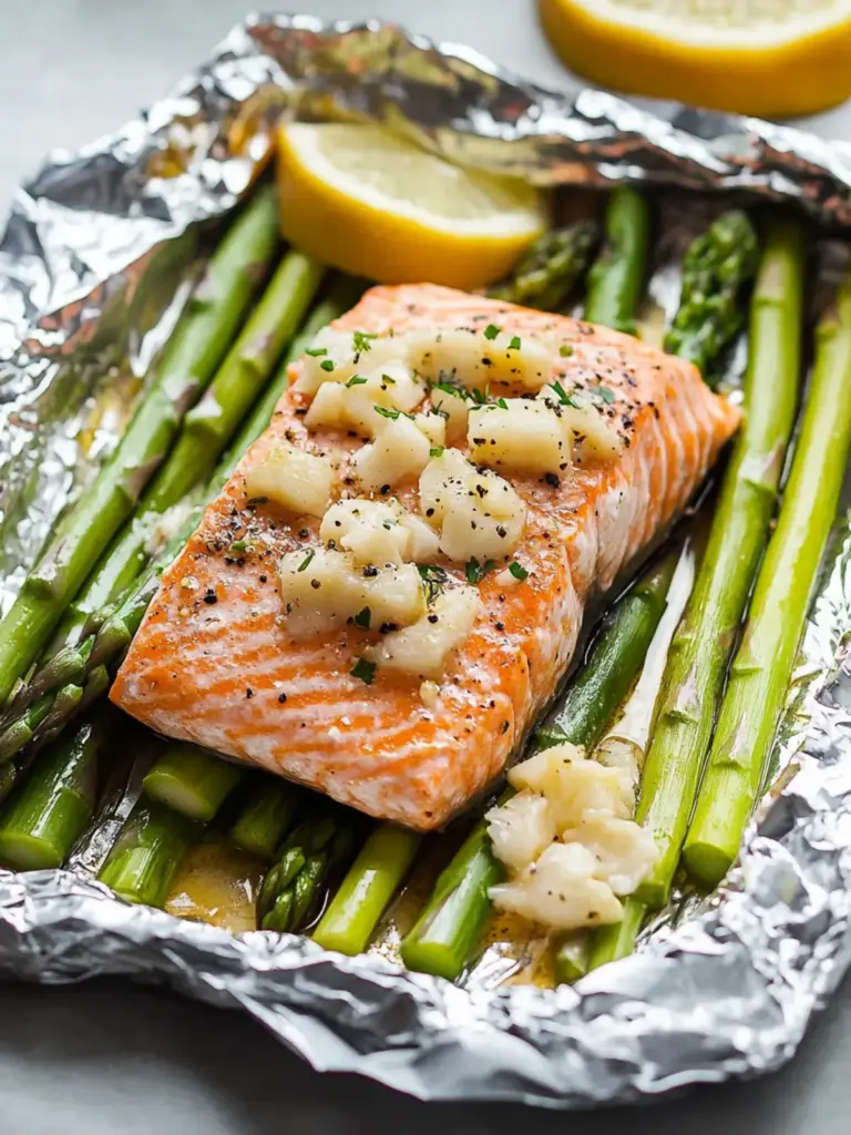 Baked Salmon in Foil with Asparagus