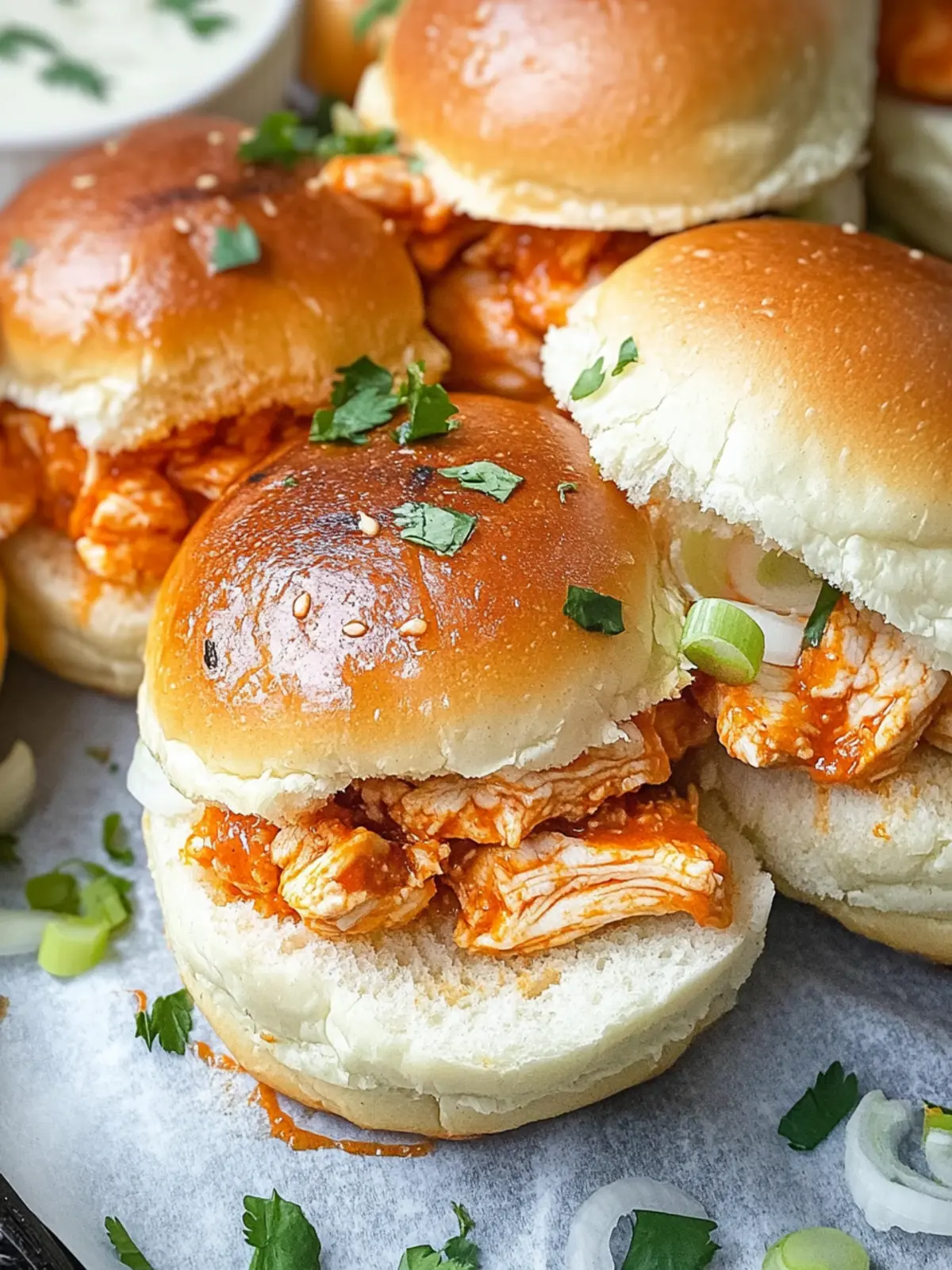 Buffalo Chicken Sliders: Satisfy Your Cravings with Spice! 3 Buffalo Chicken Sliders