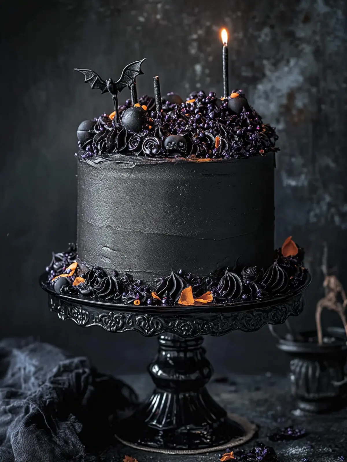 Decadent Black Velvet Halloween Cake for Spooky Celebrations 4 Black Velvet Halloween Cake