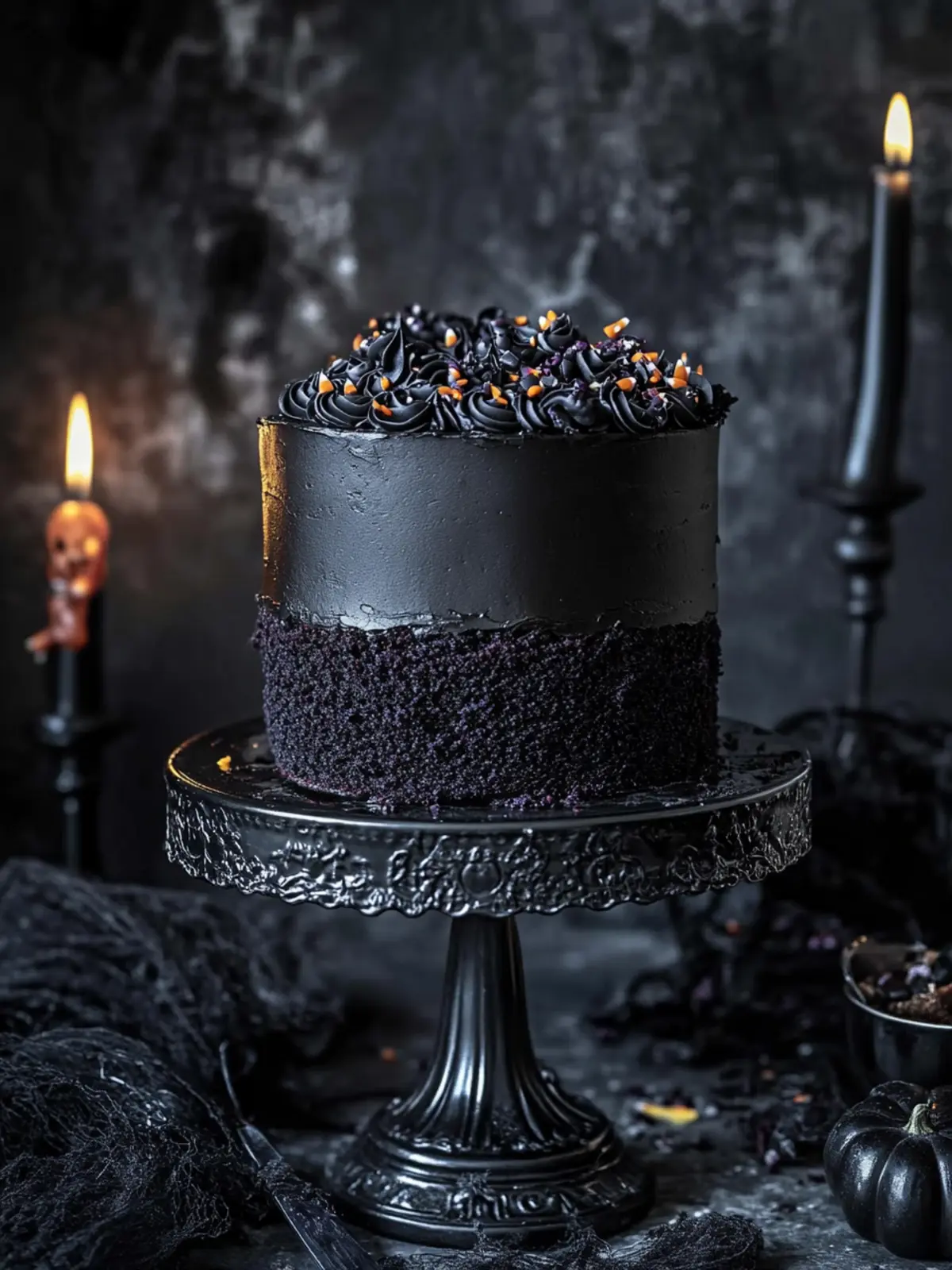 Decadent Black Velvet Halloween Cake for Spooky Celebrations 5 Black Velvet Halloween Cake