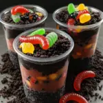 Graveyard Dirt Pudding Cups with Gummy Worms for Spooky Fun 41 Graveyard Dirt Pudding Cups with Gummy Worms
