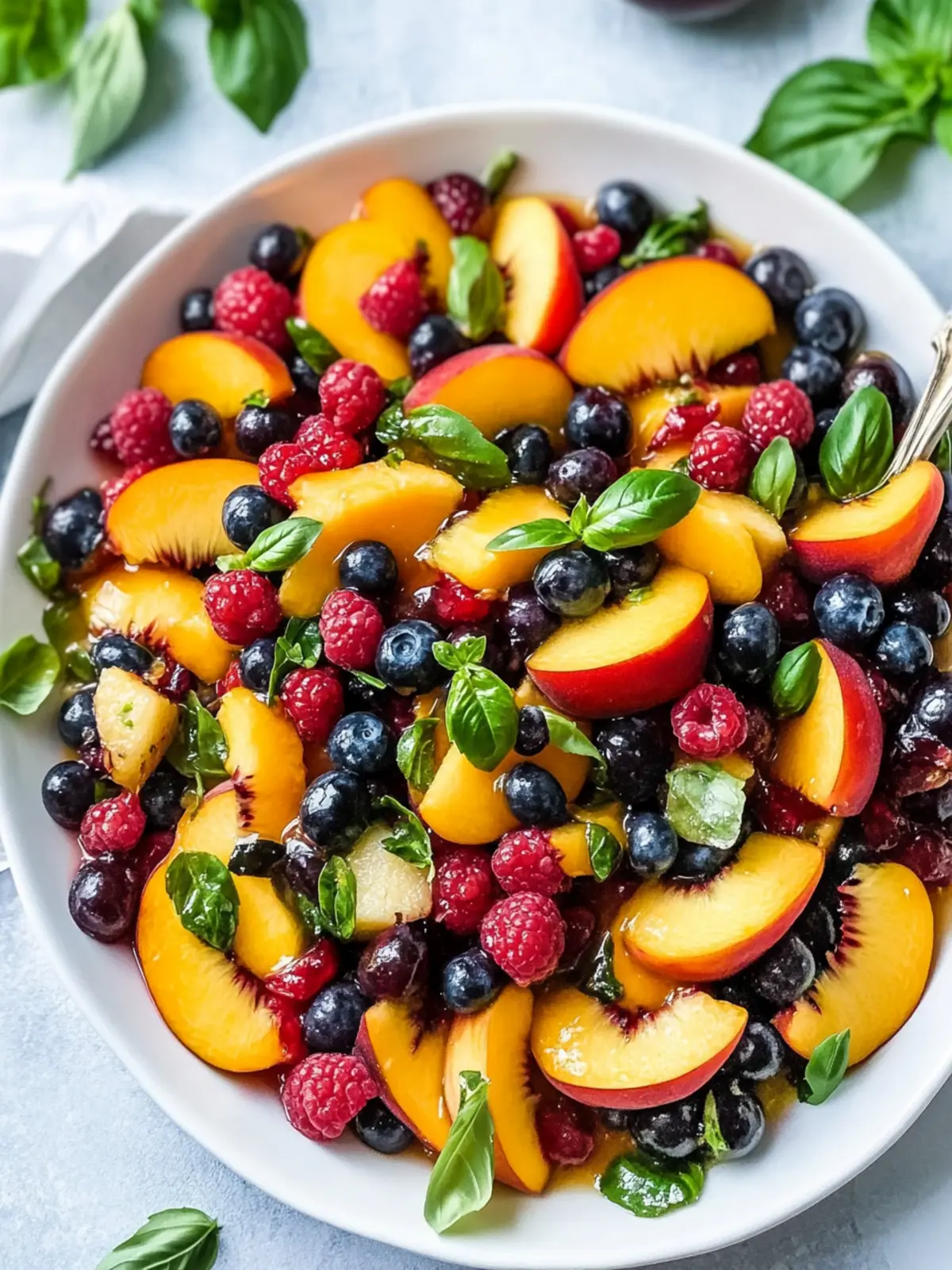 Honey Lime Basil Peach Fruit Salad for a Refreshing Twist 2 Honey Lime Basil Peach Fruit Salad