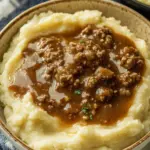 Ground Beef and Gravy Over Mashed Potatoes