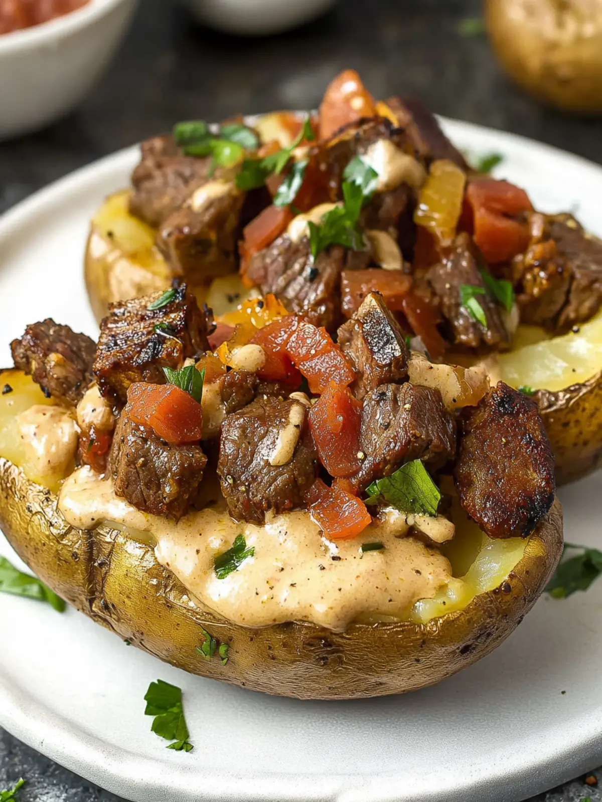 Savor Loaded Baked Potato with Steak Bites for Ultimate Comfort 3 Loaded Baked Potato with Steak Bites