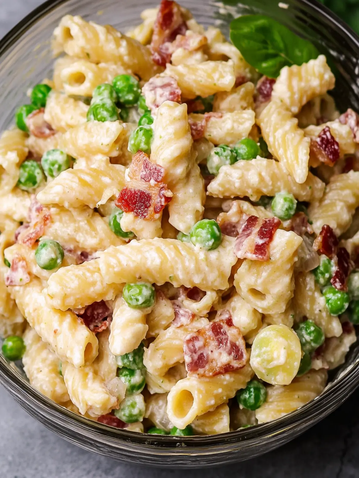 Mouthwatering Creamy Pea and Bacon Pasta Salad You'll Love 2 Creamy Pea and Bacon Pasta Salad