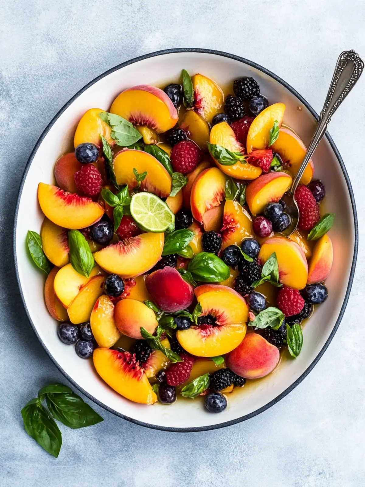 Honey Lime Basil Peach Fruit Salad for a Refreshing Twist 4 Honey Lime Basil Peach Fruit Salad