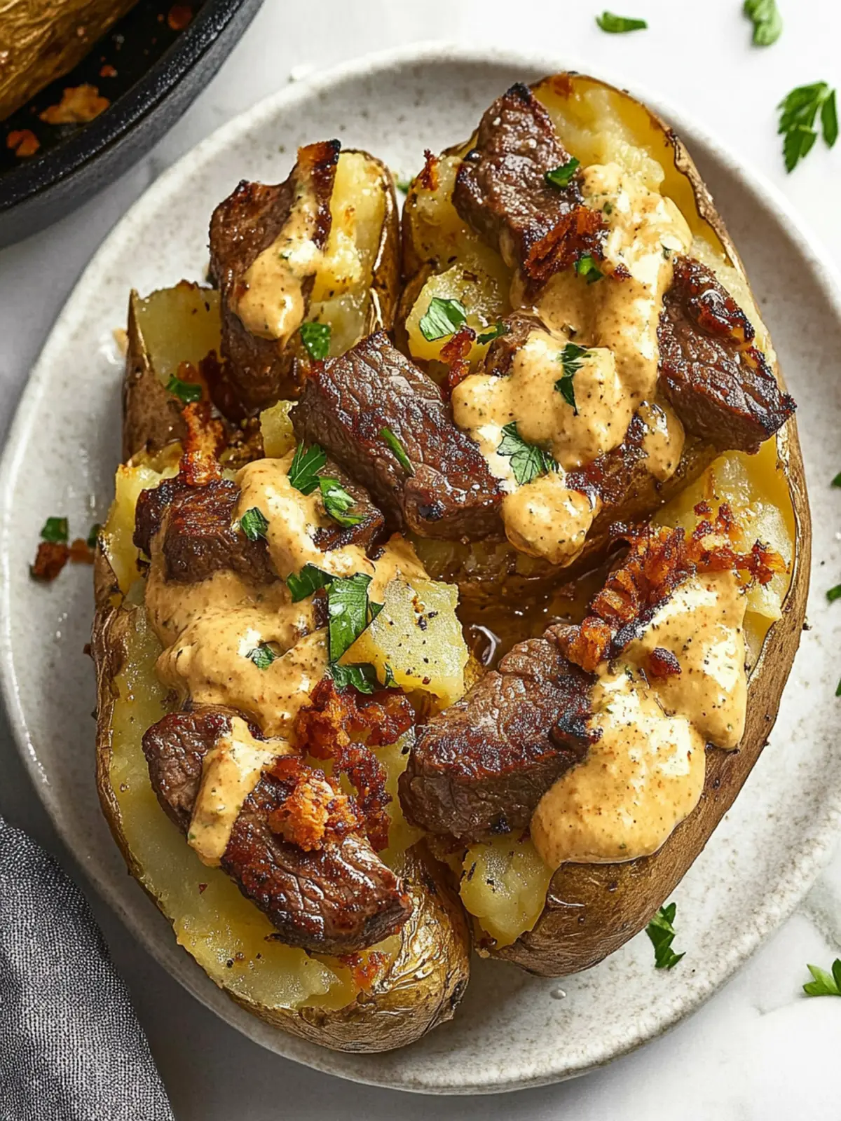 Savor Loaded Baked Potato with Steak Bites for Ultimate Comfort 2 Loaded Baked Potato with Steak Bites