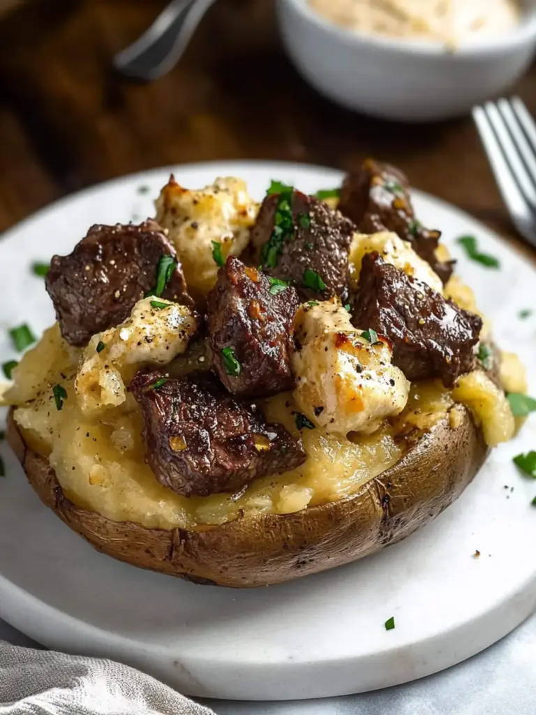 Loaded Baked Potato with Steak Bites