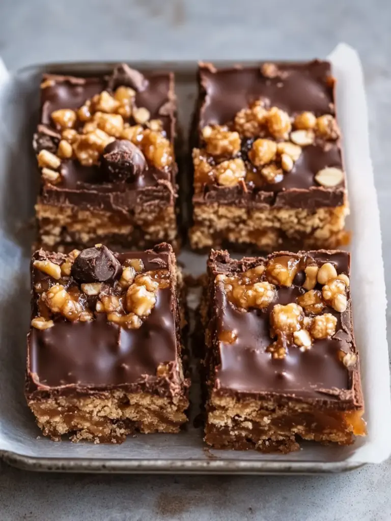 Caramel Chocolate Crunch Bars