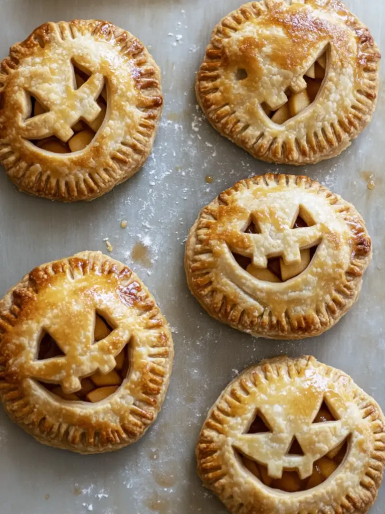 Caramel Apple Hand Pies with Halloween Cutouts