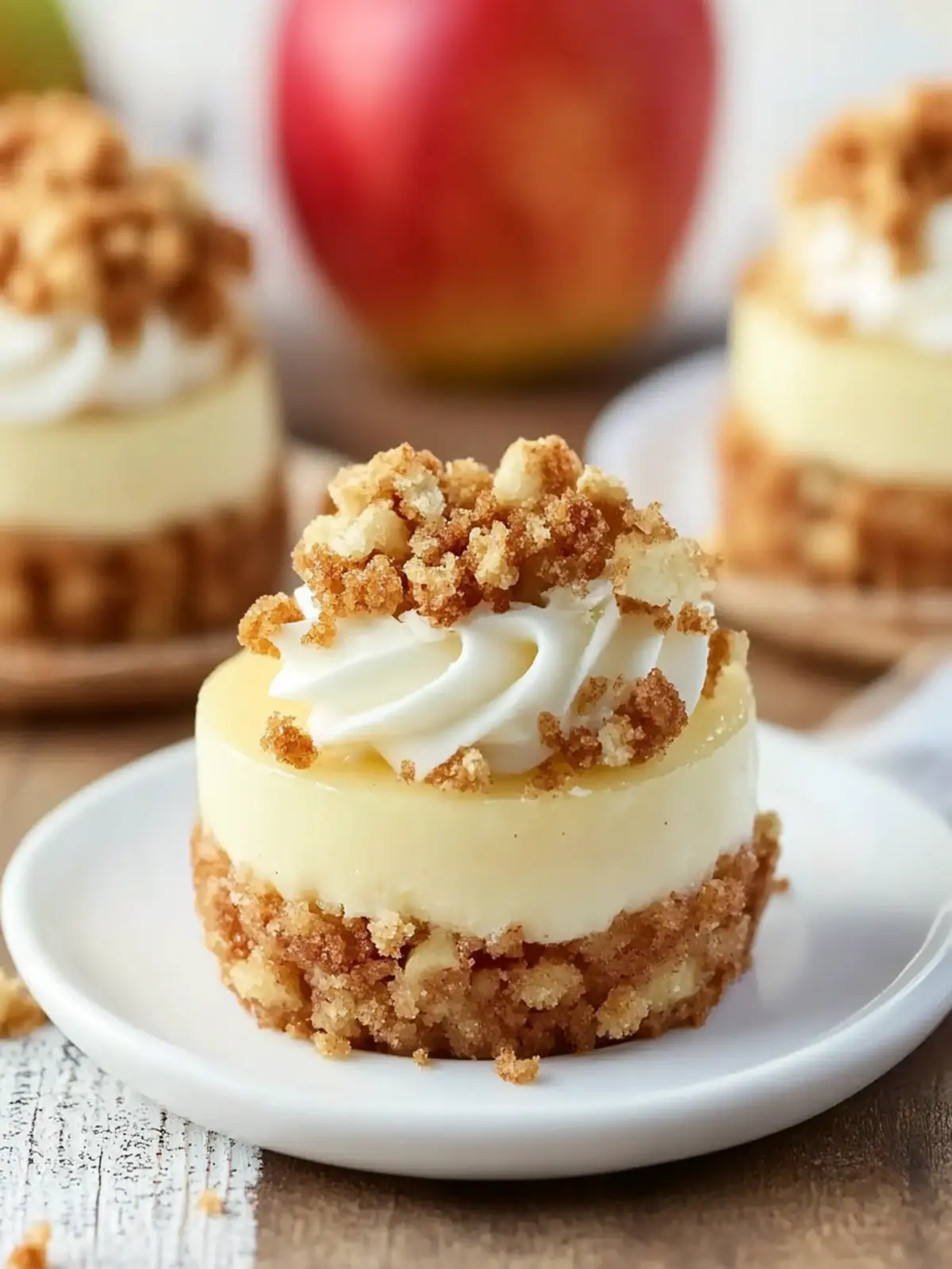 Delicious Apple Crisp Mini Cheesecakes You'll Adore 4 Apple Crisp Mini Cheesecakes