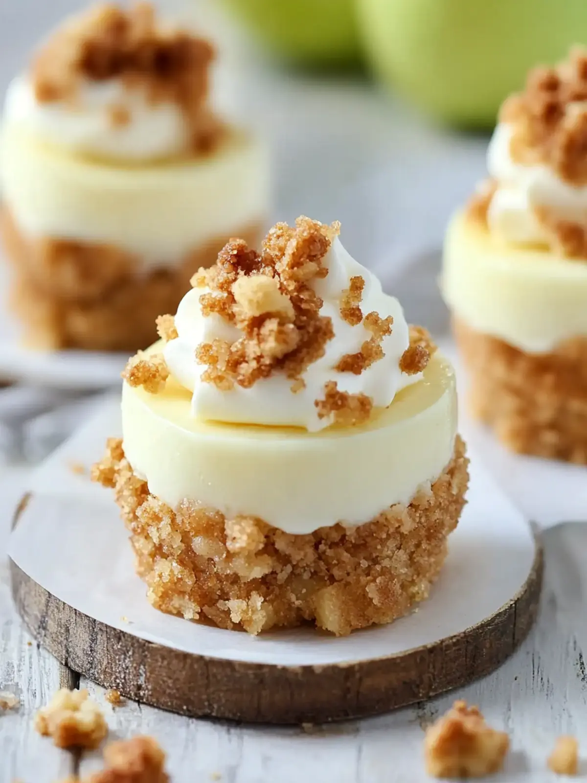 Delicious Apple Crisp Mini Cheesecakes You'll Adore 2 Apple Crisp Mini Cheesecakes